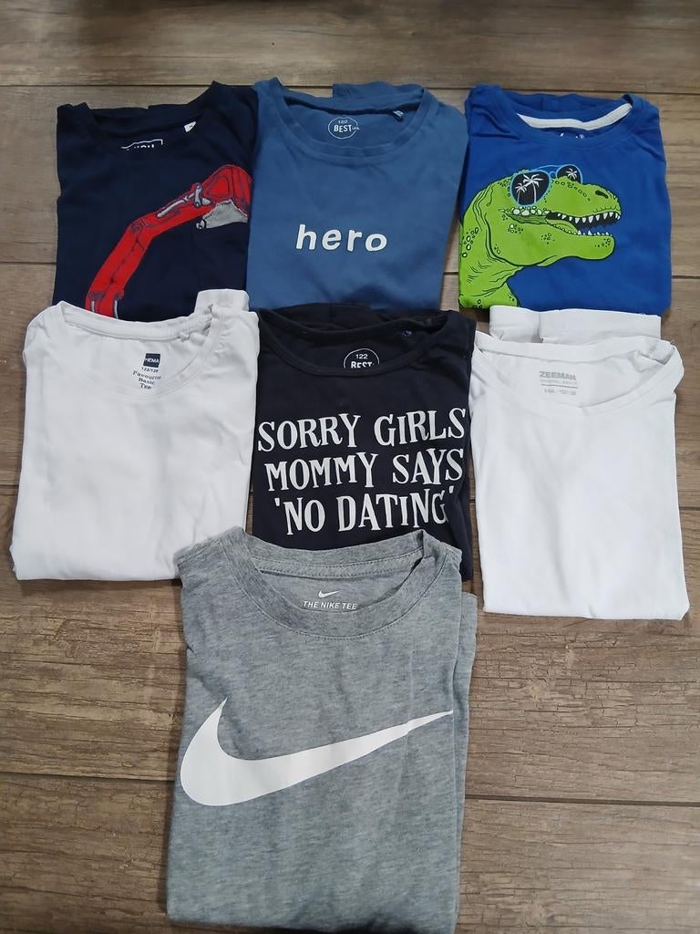 7 tshirten 116-122, Ophalen, Gebruikt, Jongen of Meisje, Shirt of Longsleeve