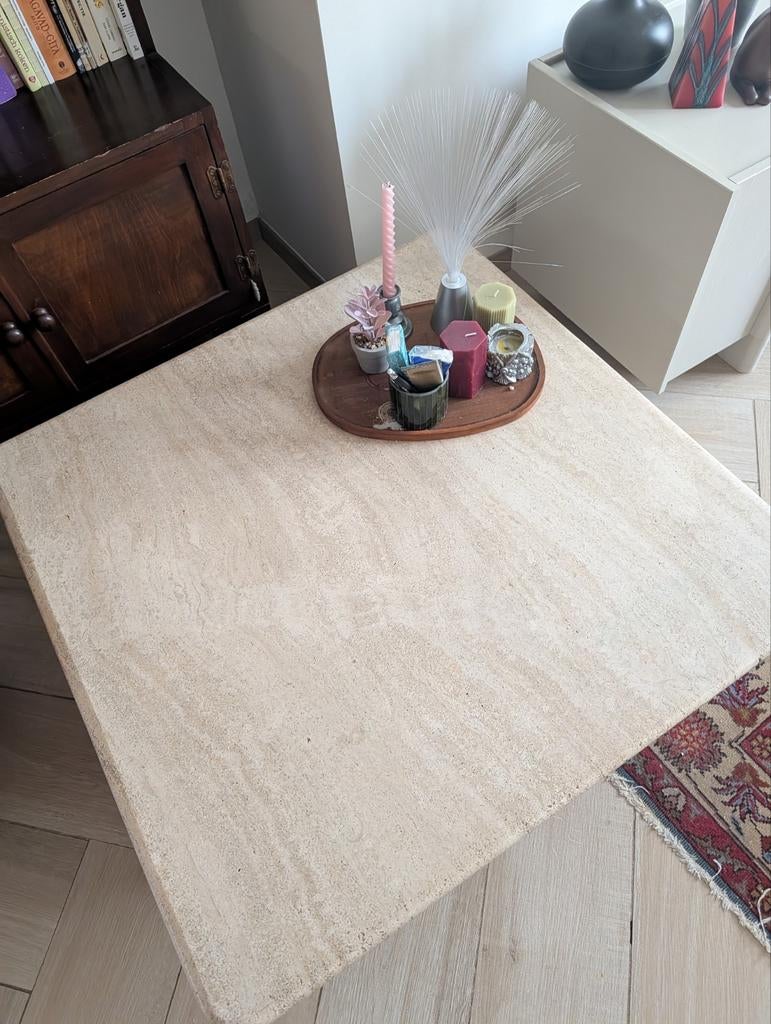 Vierkant salontafel travertin natuursteen, Ophalen, Vierkant