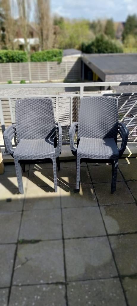 Grijze kunststof tuinstoelen, Enlèvement, Synthétique