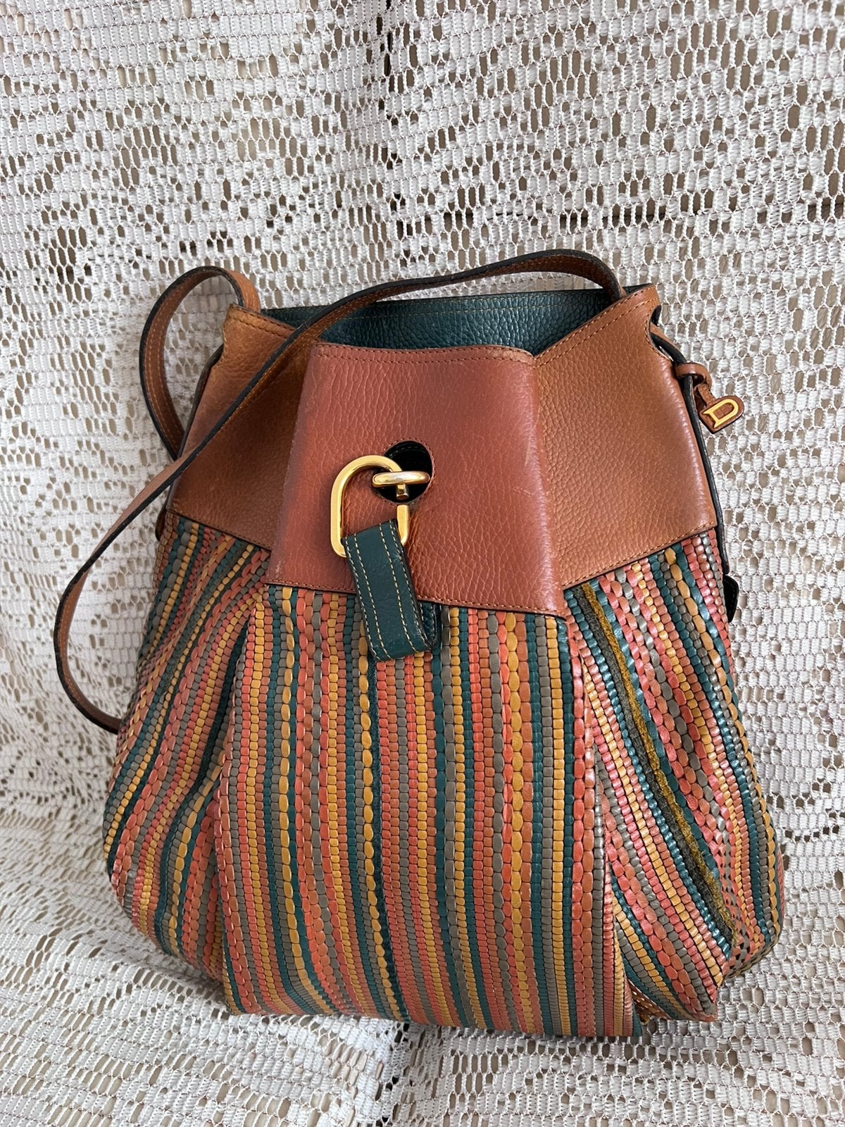 Sac DELVAUX modèle Faust cuir tressé multicolore, Enlèvement ou Envoi, Comme neuf, Cuir