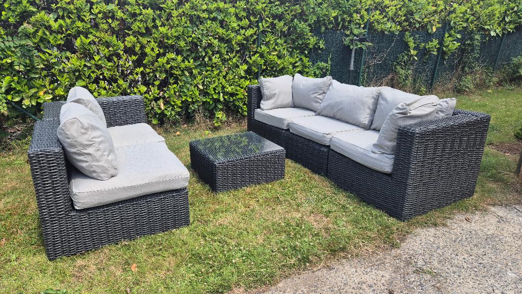 Salon de jardin 5 places + Bac a coussin BRISTOL, Jardin & Terrasse, Ensembles de jardin, 5 places, Salons de jardin, Synthétique