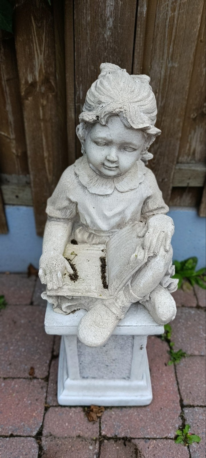 Tuinbeeld met sokkel., Ophalen, Gebruikt, Steen, Overige typen