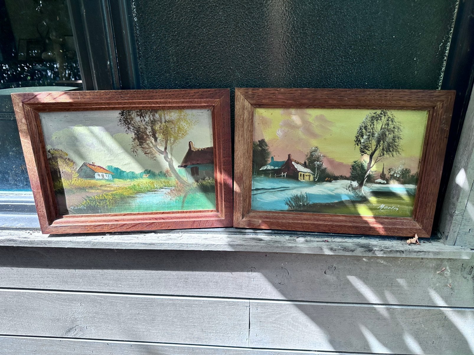 2 kleine schilderijtjes van Martin, Antiek en Kunst, Ophalen