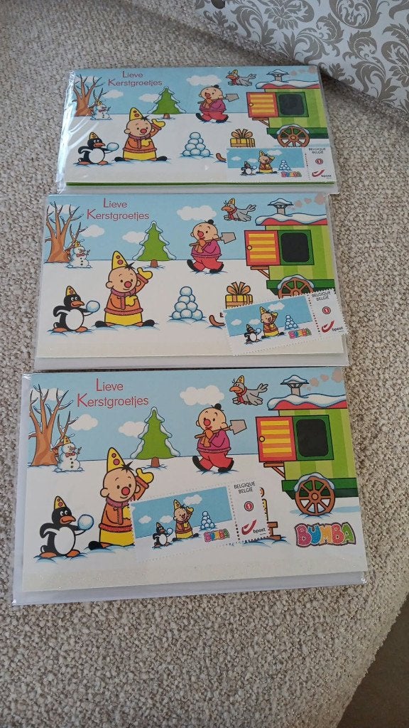 Set van 3 Bumba Kerstkaarten met bpost Postzegels, Diversen, Ophalen of Verzenden, Nieuw