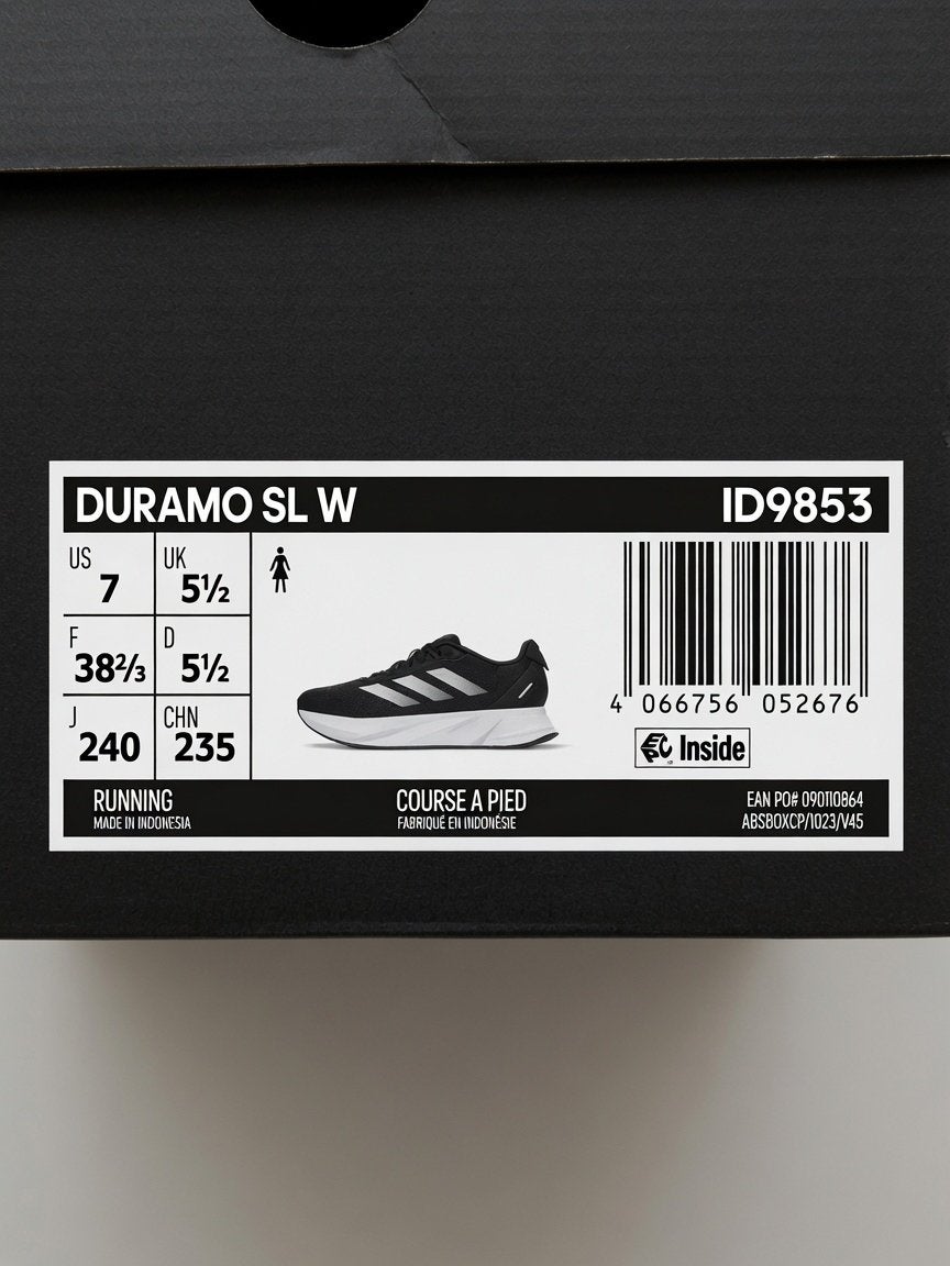Adidas Duramo SL W Zwart/Wit Maat EU38 2/3 Nieuw, Adidas, Hardloopschoenen, Nieuw, Ophalen of Verzenden