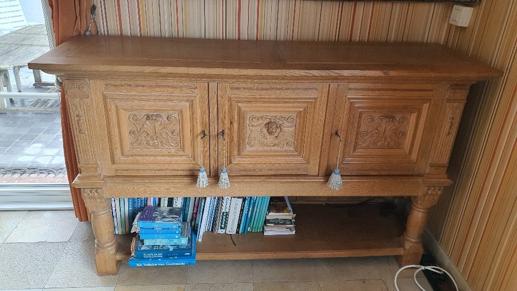 Massief eiken kast, Avec porte(s), 25 à 50 cm, Klassiek, 150 à 200 cm