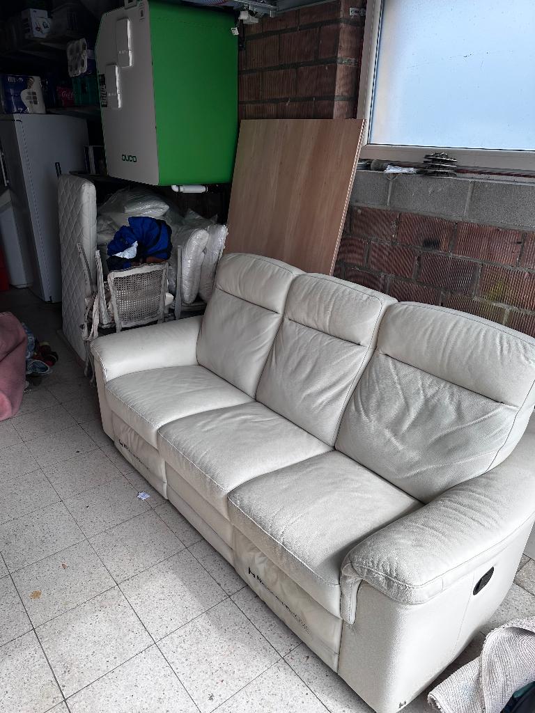 Lederen 3 zit met 2 relax functies, Huis en Inrichting, Zetels | Zetels, Ophalen, 150 tot 200 cm, Driepersoons, Zo goed als nieuw