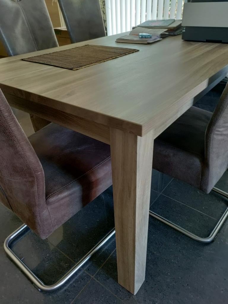 Eettafel, grijs houtmotief, Huis en Inrichting, Tafels | Eettafels, Ophalen