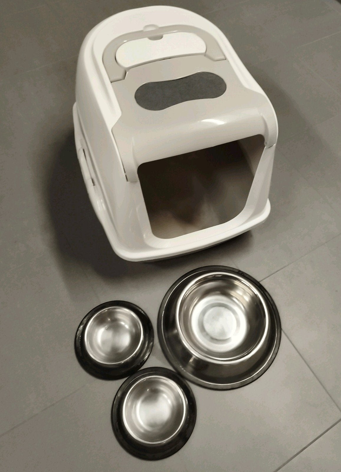 Kattenbak en 3 drinkbakjes, Animaux & Accessoires, Bacs à litière, Enlèvement, Utilisé
