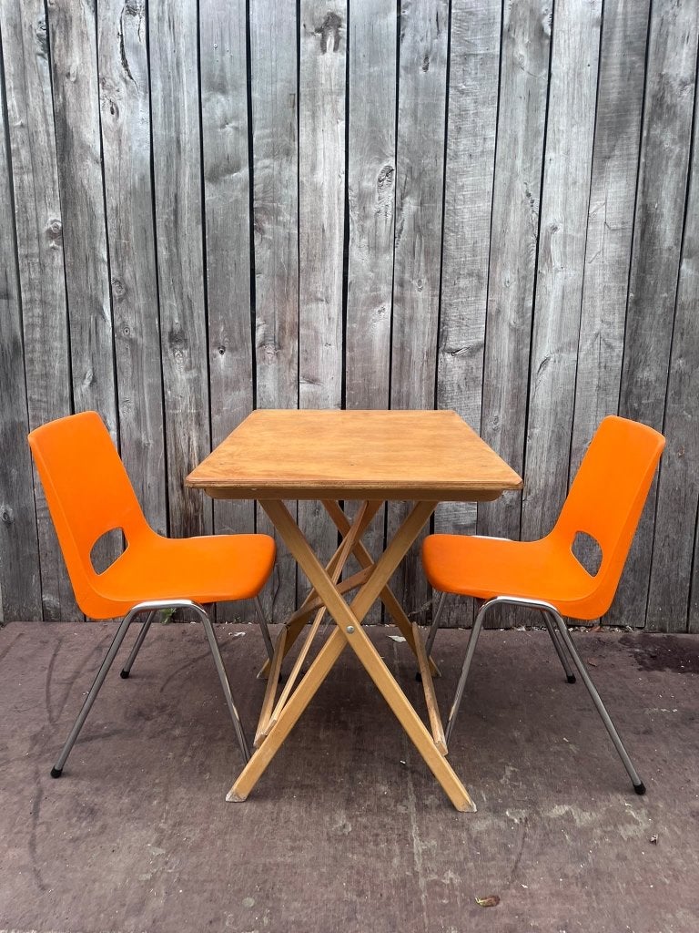 Tables pliantes rétro en bois (50 en stock), Enlèvement ou Envoi, Utilisé, 50 à 100 cm, Bois