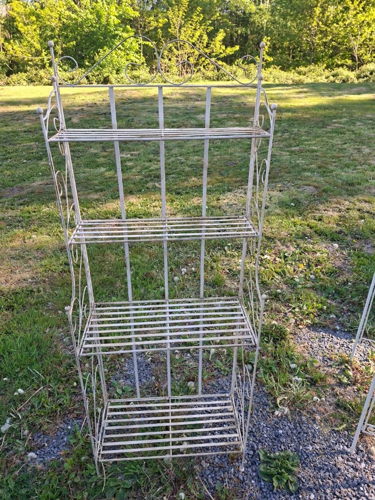 Smeedijzeren plank met 4 niveaus crèmewit, Huis en Inrichting, Woonaccessoires | Etagères, Ophalen, Gebruikt