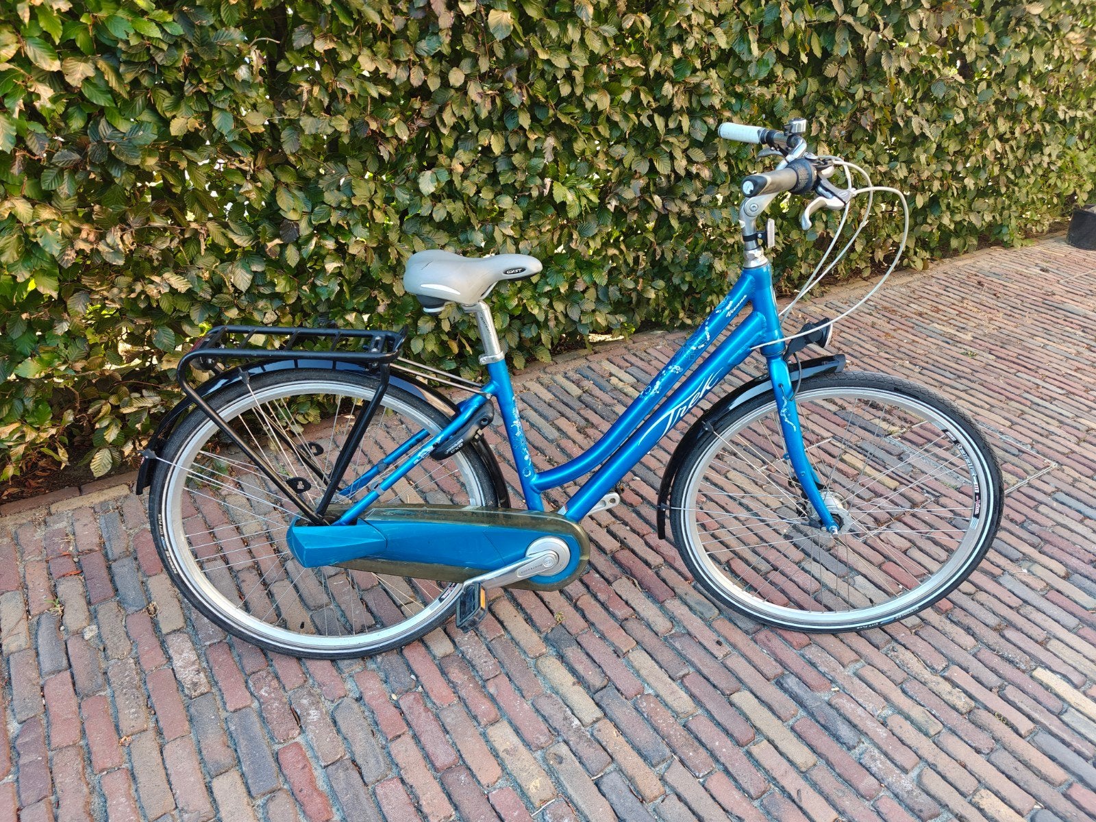 Damesfiets Trek. Blauw maat 46. (verlaagde prijs), Fietsen en Brommers, Gebruikt, Versnellingen, Minder dan 47 cm, Trommelrem