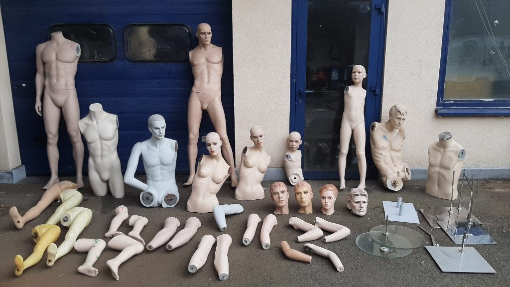 lot de mannequins de vitrine, tête à caractère, prix divers, Enlèvement, Utilisé, Mannequin
