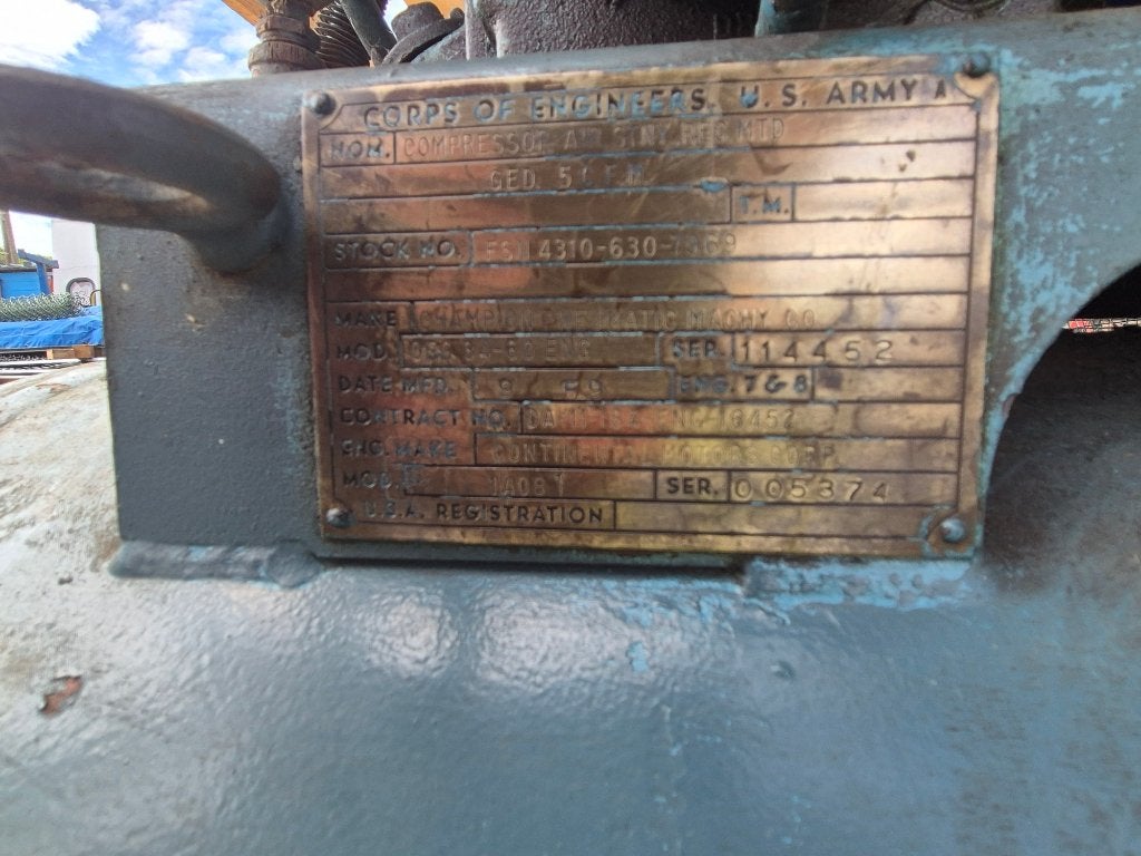 U.S. Army Compressor (1959)–Champion 380V–Legeruitvoering, Doe-het-zelf en Bouw, Compressors, Ophalen, Gebruikt