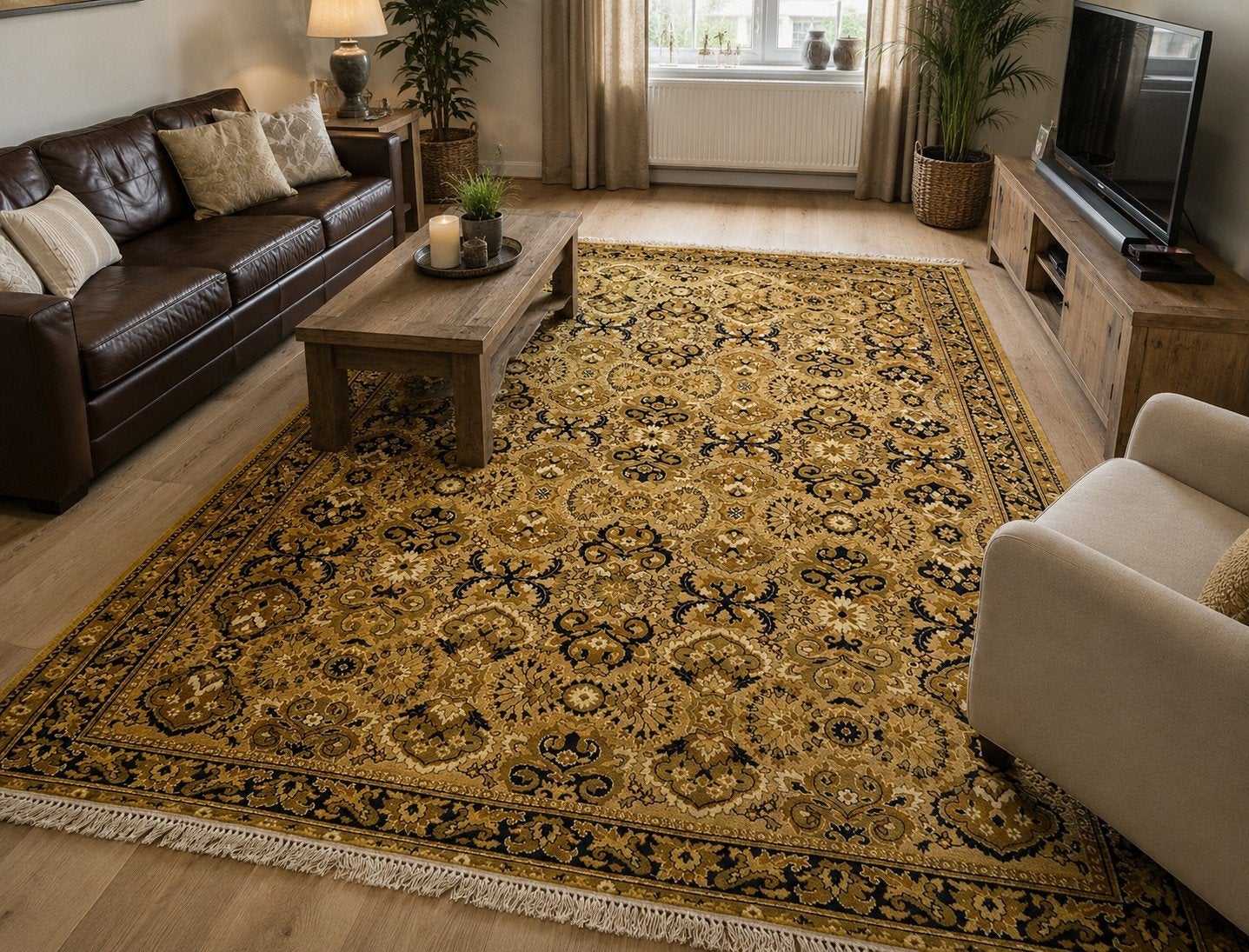 Grand tapis oriental classique 347 × 249 cm, Maison & Meubles, Ameublement | Tapis & Moquettes, Enlèvement ou Envoi, Doré