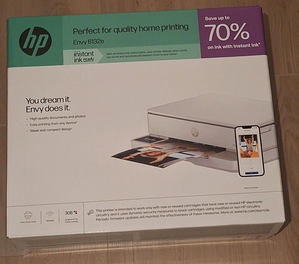 HP Printer Envy 6132e licht grijs, Ophalen, Nieuw, Cartridge, Hp