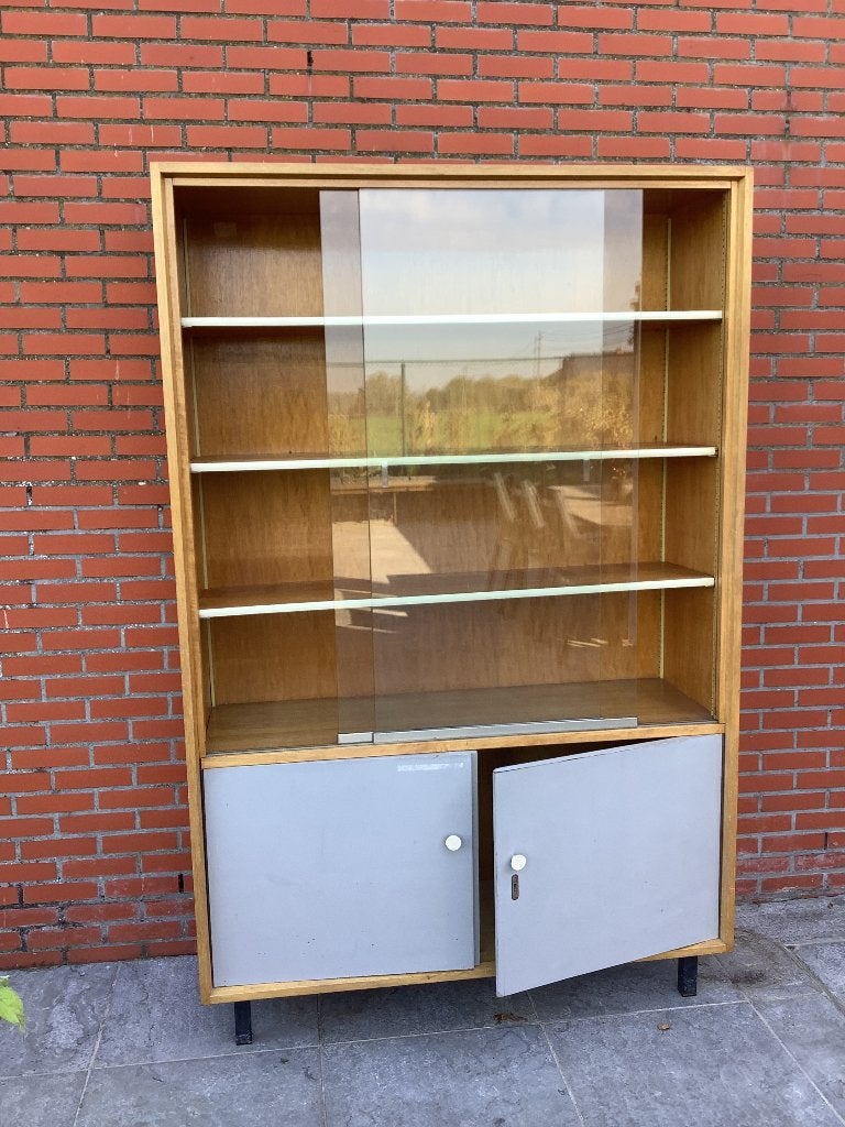 Vintage vitrine kast, Huis en Inrichting, Ophalen, Gebruikt, 100 tot 150 cm, Vintage