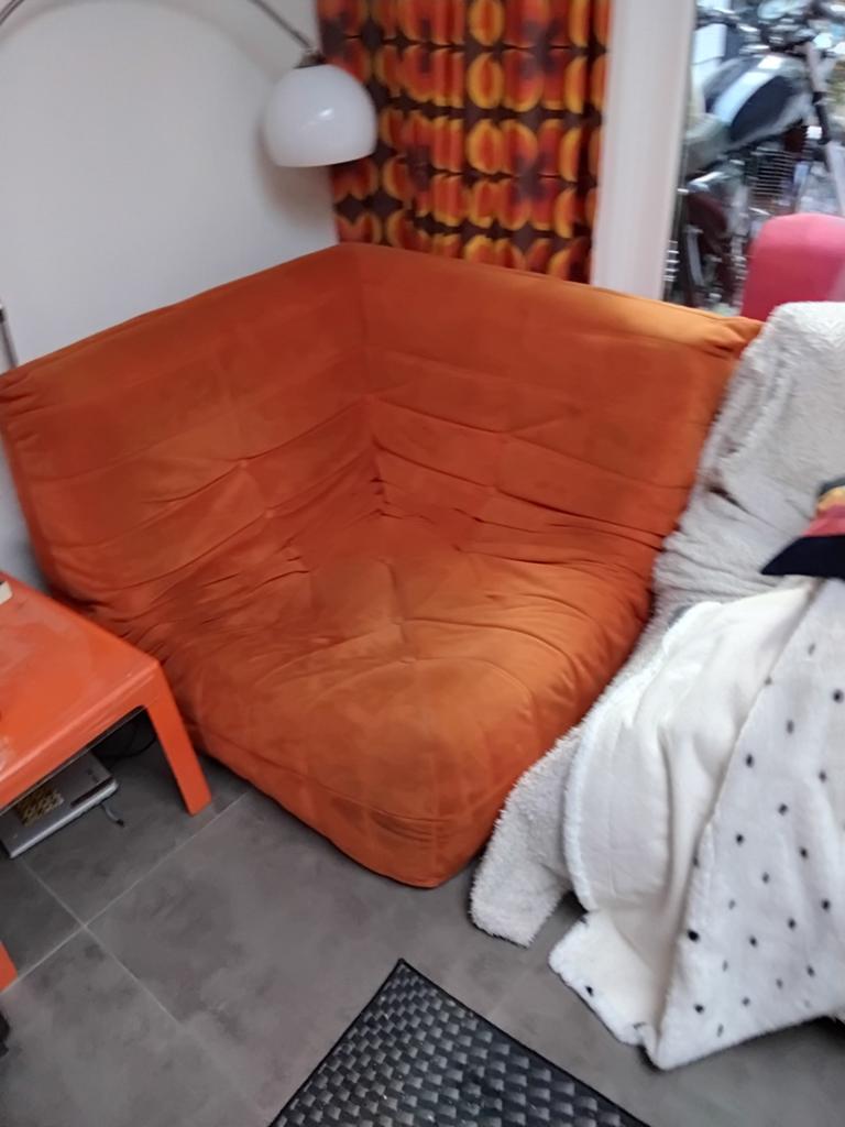 Vintage Togo-stijl zetels, 1 hoekzitelement, 1-zit en 2-zit, Huis en Inrichting, Zetels | Zetels, Ophalen, Gebruikt, 100 tot 125 cm
