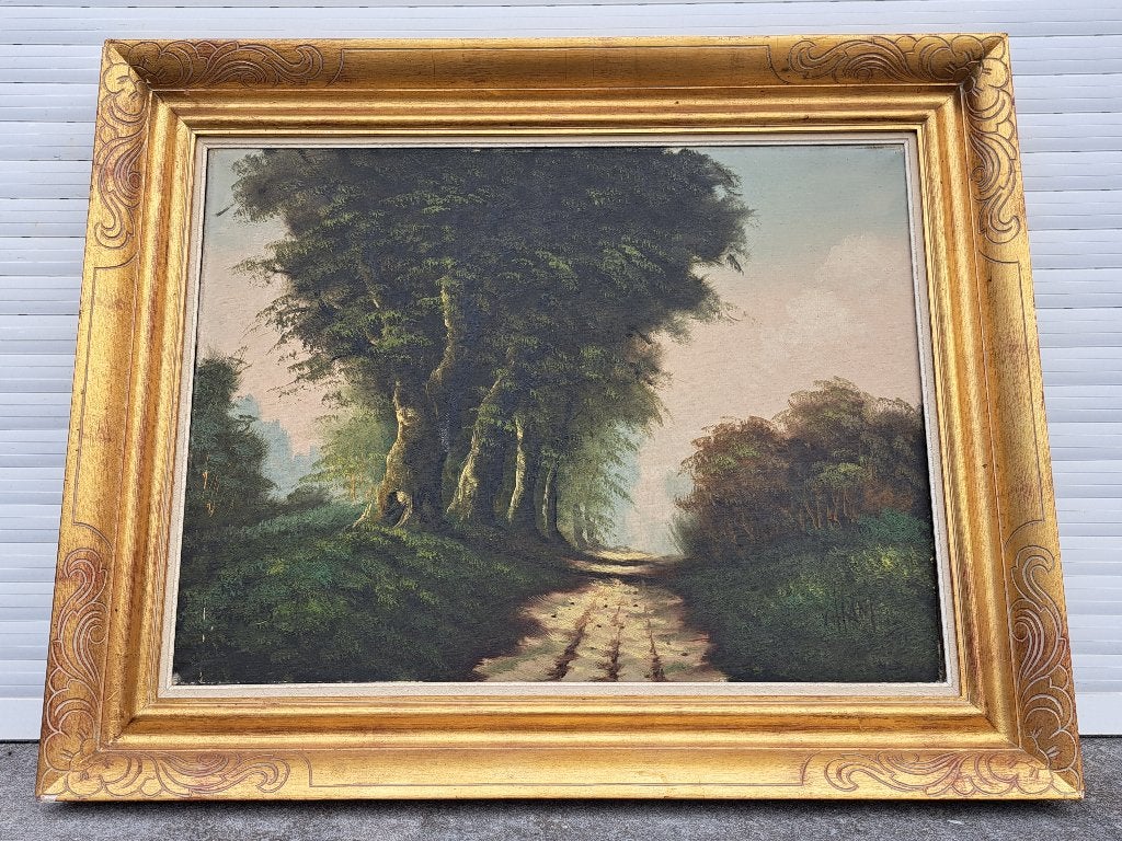 Huile sur toile chemin signe, Ophalen, Doek