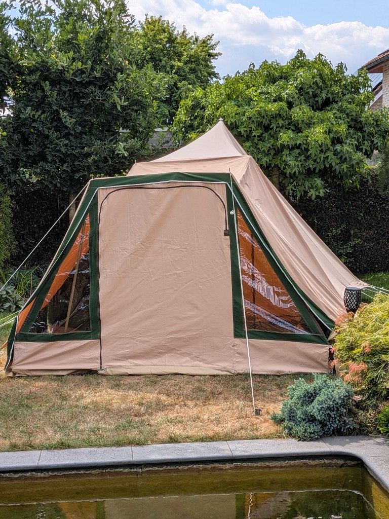 Tente (4 à 6 personnes) en coton avec auvent et abri solaire, Enlèvement, Utilisé, Jusqu'à 4