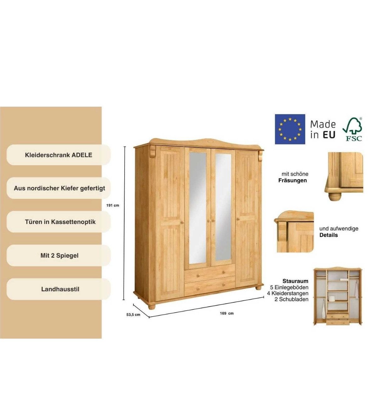 Armoire en pin massif, Maison & Meubles, Armoires | Penderies & Garde-robes, Comme neuf, 150 à 200 cm, Pin, Enlèvement