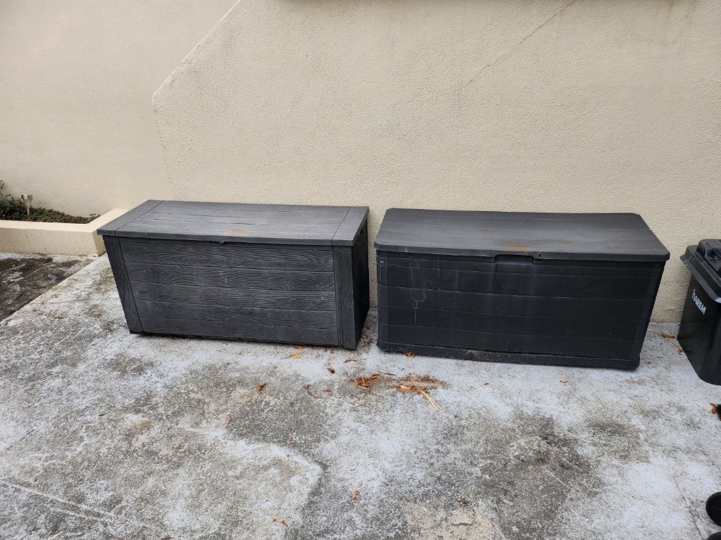 terras koffers (2) gratis, Ophalen, Gebruikt, Rechthoekig, Plastic