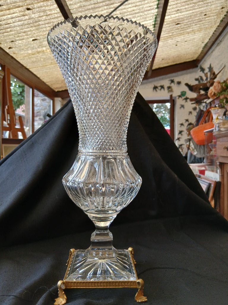 SUPERBE ANCIEN GRAND VASE CRISTAL, Enlèvement ou Envoi