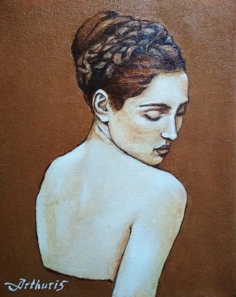 « Portrait d'une jeune fille », Antiquités & Art, Art | Peinture | Moderne, Textile, Peinture à l'huile, Portrait, Sur cadre en bois