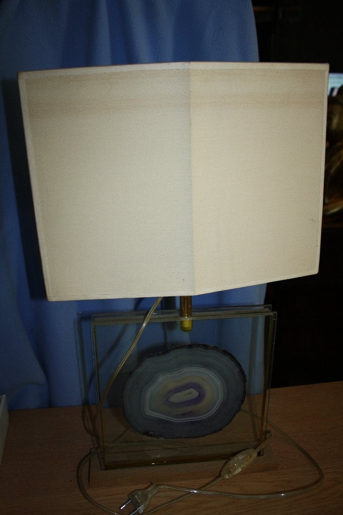 lampe vintage avec agate, Enlèvement, Vintage