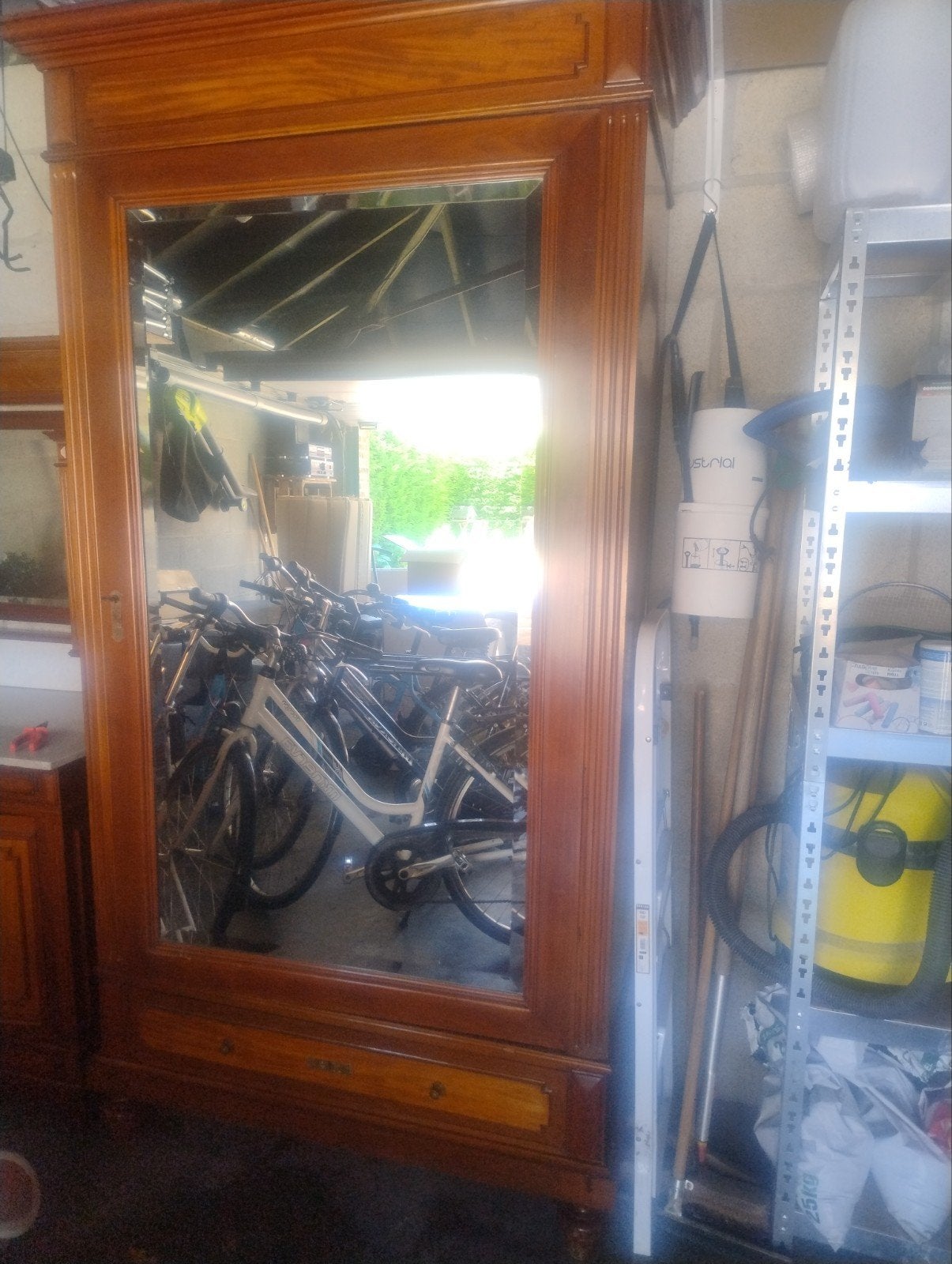 Hal kast met spiegel en lade onderaan enkel voor te hangen, Antiek en Kunst, Ophalen