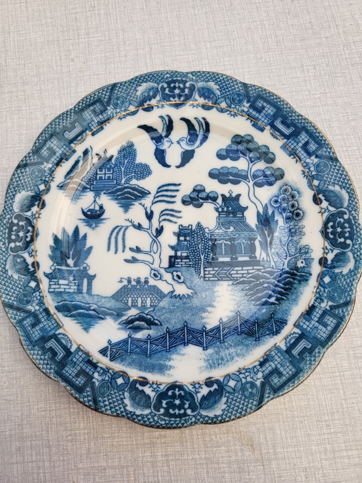 assiette porcelaine blue willow, Antiquités & Art, Enlèvement
