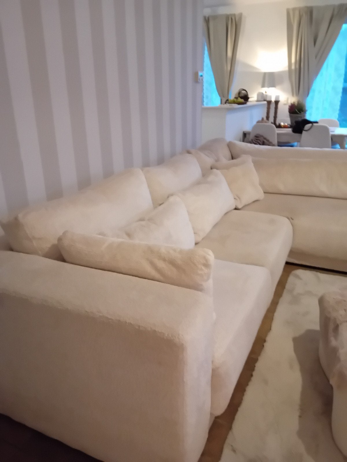 teddy salon ,beige,2 zit + loungs, Ophalen, Gebruikt, Stof