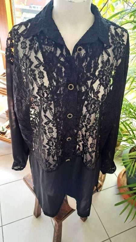 zwart transparant vintage dressing blouse, Kleding | Dames, Vintage Dressing, Ophalen of Verzenden, Zo goed als nieuw, Zwart