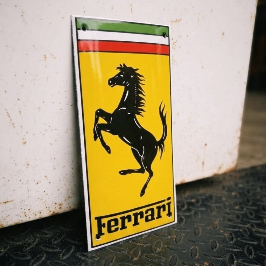 Emaille Reclamebord FERRARI Garage Dealer Italië Vintage Oud, Verzamelen, Verzenden, Gebruikt, Reclamebord