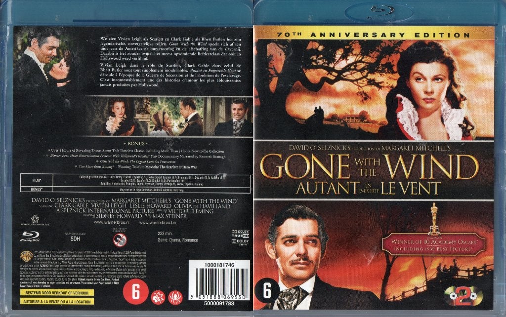 autant en emporte le vent (gone with the wind) (blu-ray), Enlèvement ou Envoi, Drame, Film, Néerlandais