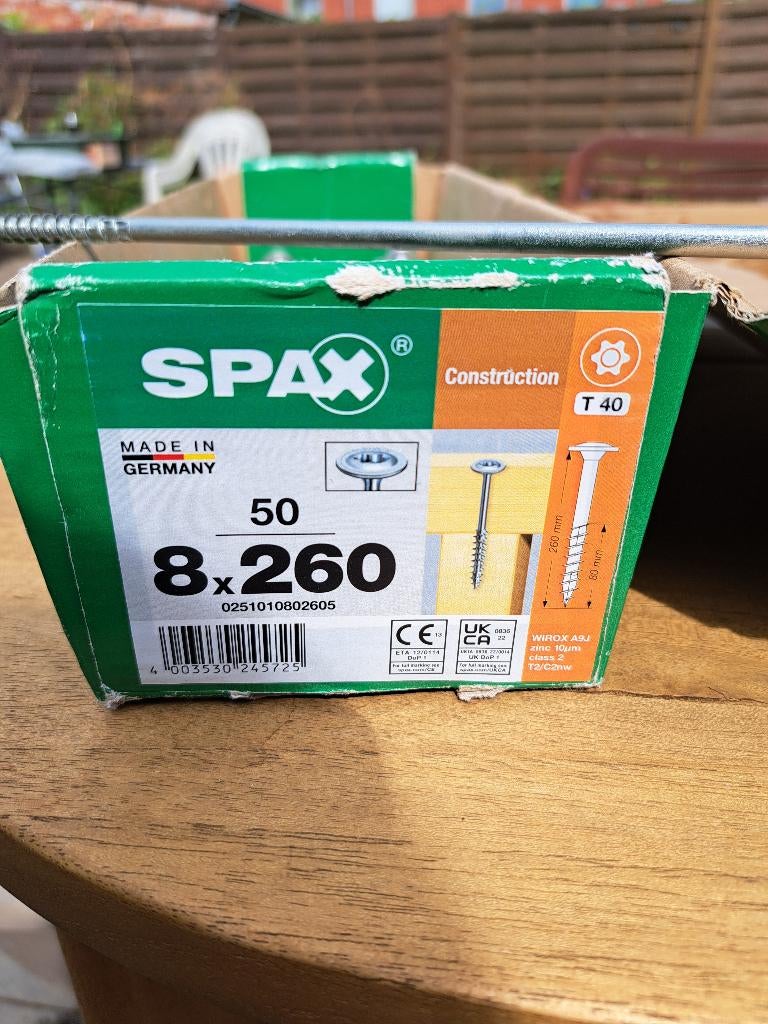 SPAX Houtbouwschroef, 8,0 x 260 mm, 20 stuks over, Bricolage & Construction, Quincaillerie & Fixations, Enlèvement, Neuf, 250 mm ou plus
