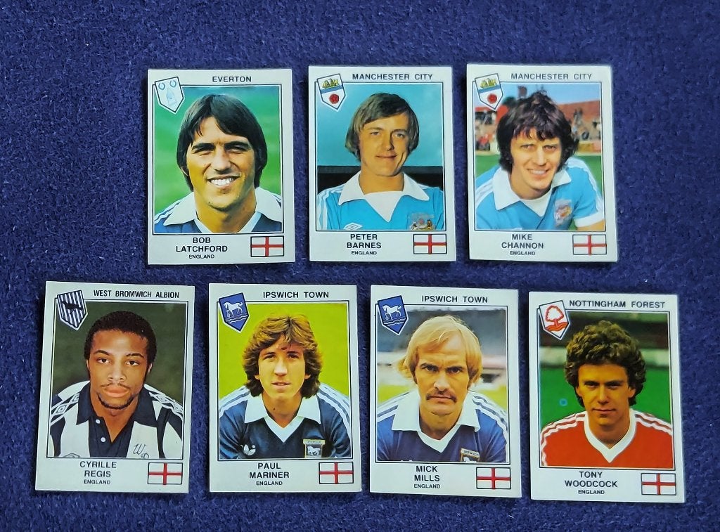 7 versch. Panini stickers voetbal ' EK Euro 1979 - England ', Ophalen of Verzenden, Nieuw, Meerdere stickers