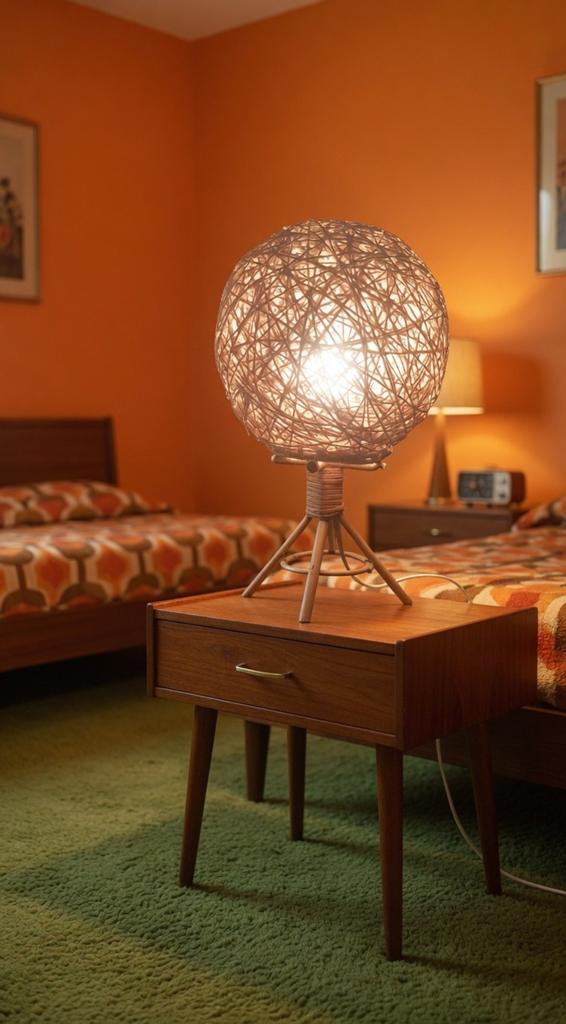 Lampe de bureau vintage en osier – Italie – Années 1970, Enlèvement ou Envoi, Métal