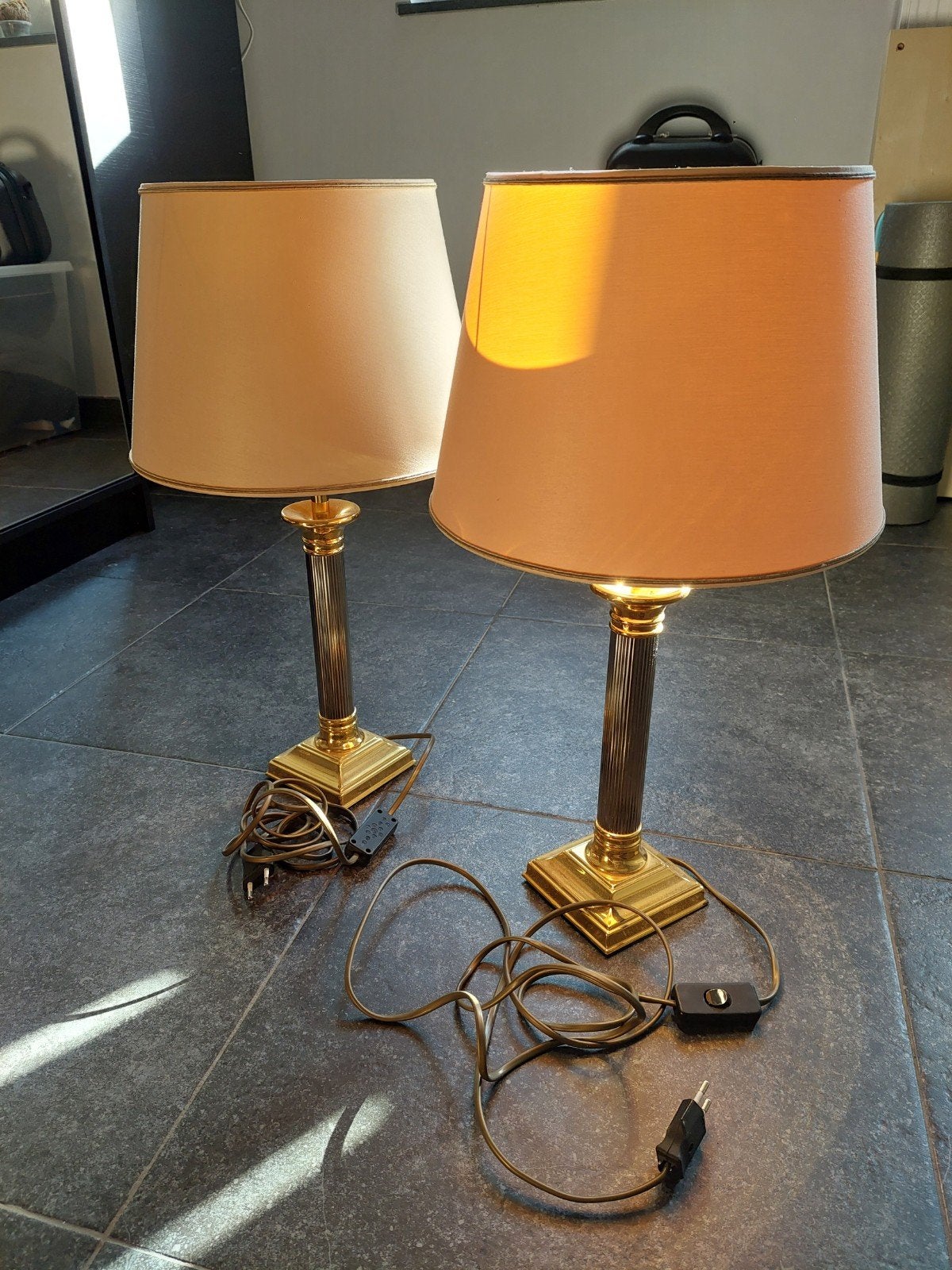 Lampes de chevet, Beige, Vintage, 55 cm, Enlèvement
