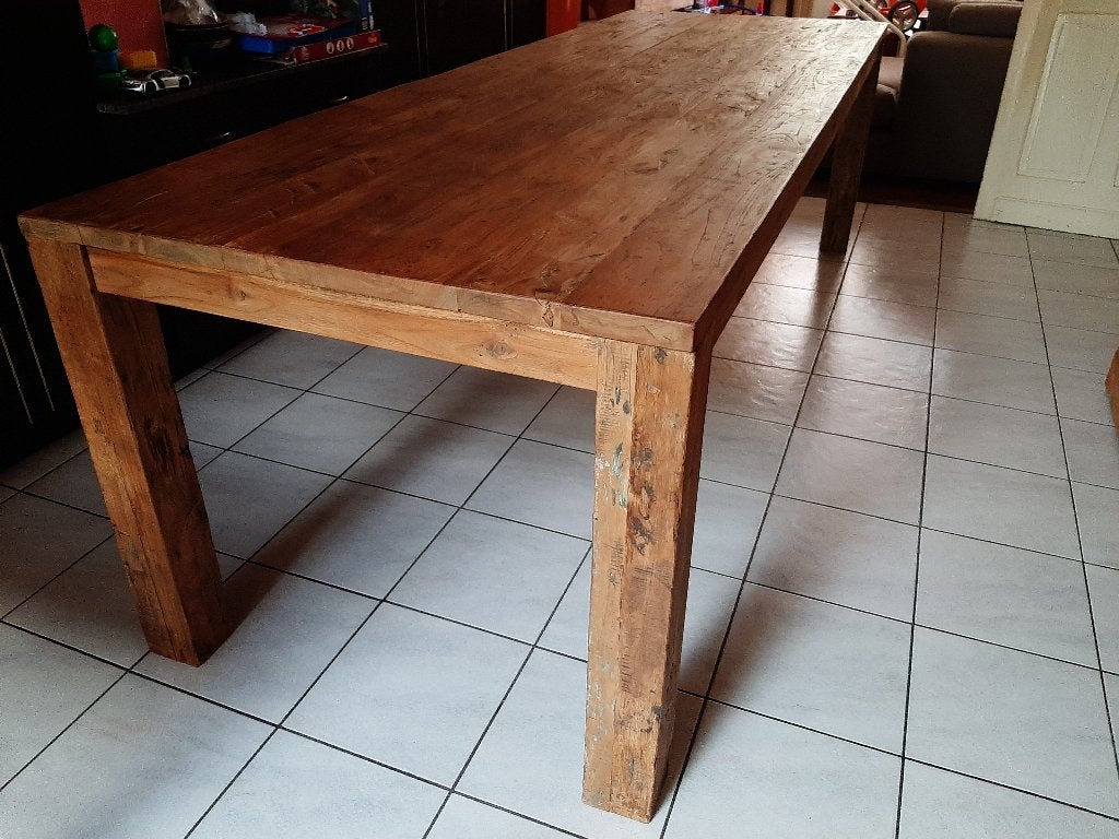 Houten eettafel (Sarah Mo), Huis en Inrichting, Tafels | Eettafels, Ophalen, 200 cm of meer, 50 tot 100 cm, Zo goed als nieuw