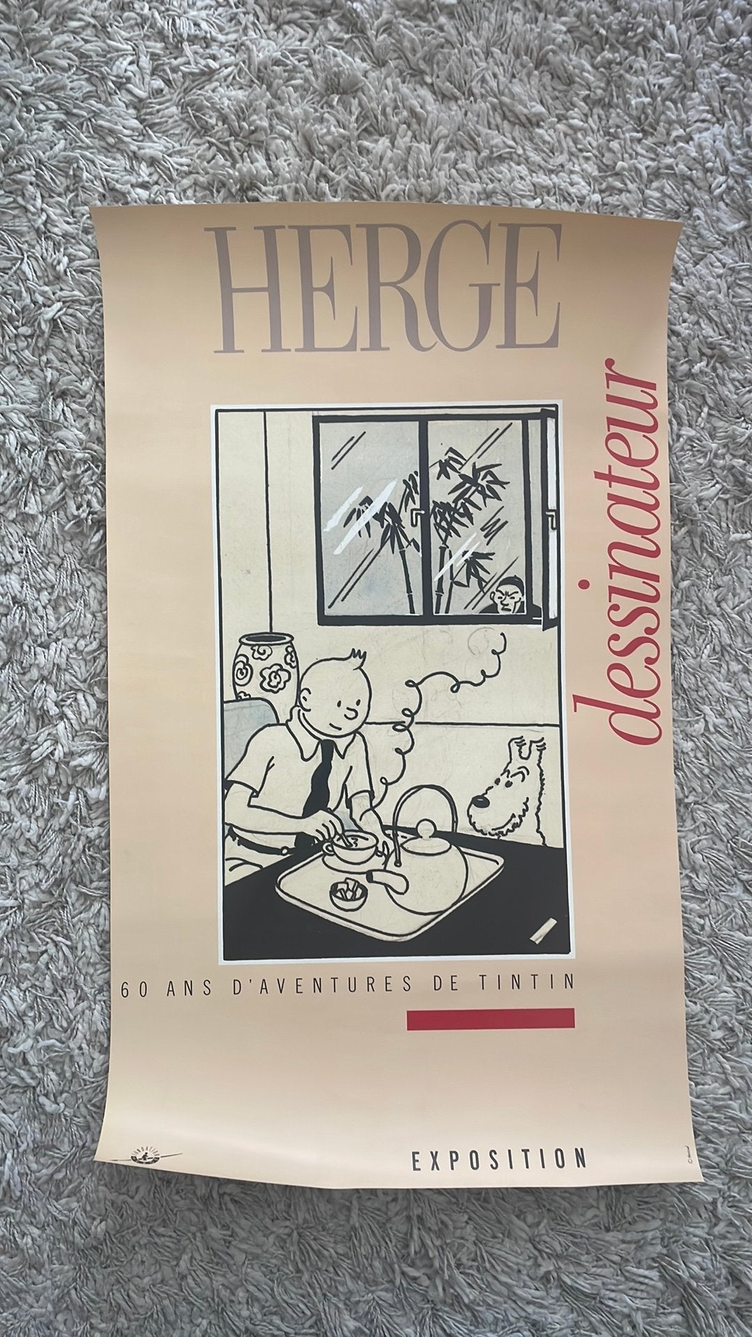 Hergé Dessinateur Tintin affiche 68 x 40, Collections, Enlèvement ou Envoi, Tintin, Image, Affiche ou Autocollant