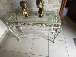 console + petit meuble en métal blanc, Maison & Meubles, Enlèvement, Comme neuf