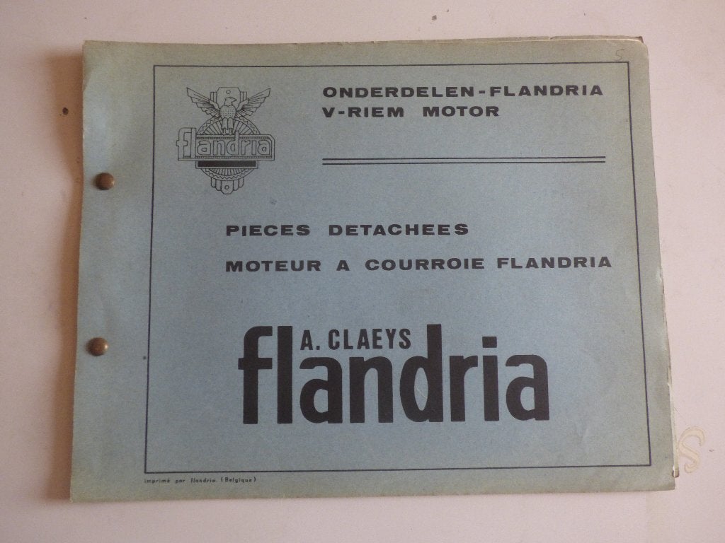 ONDERDELENLIJST FLANDRIA V-RIEM MOTOR, Ophalen of Verzenden, Gebruikt