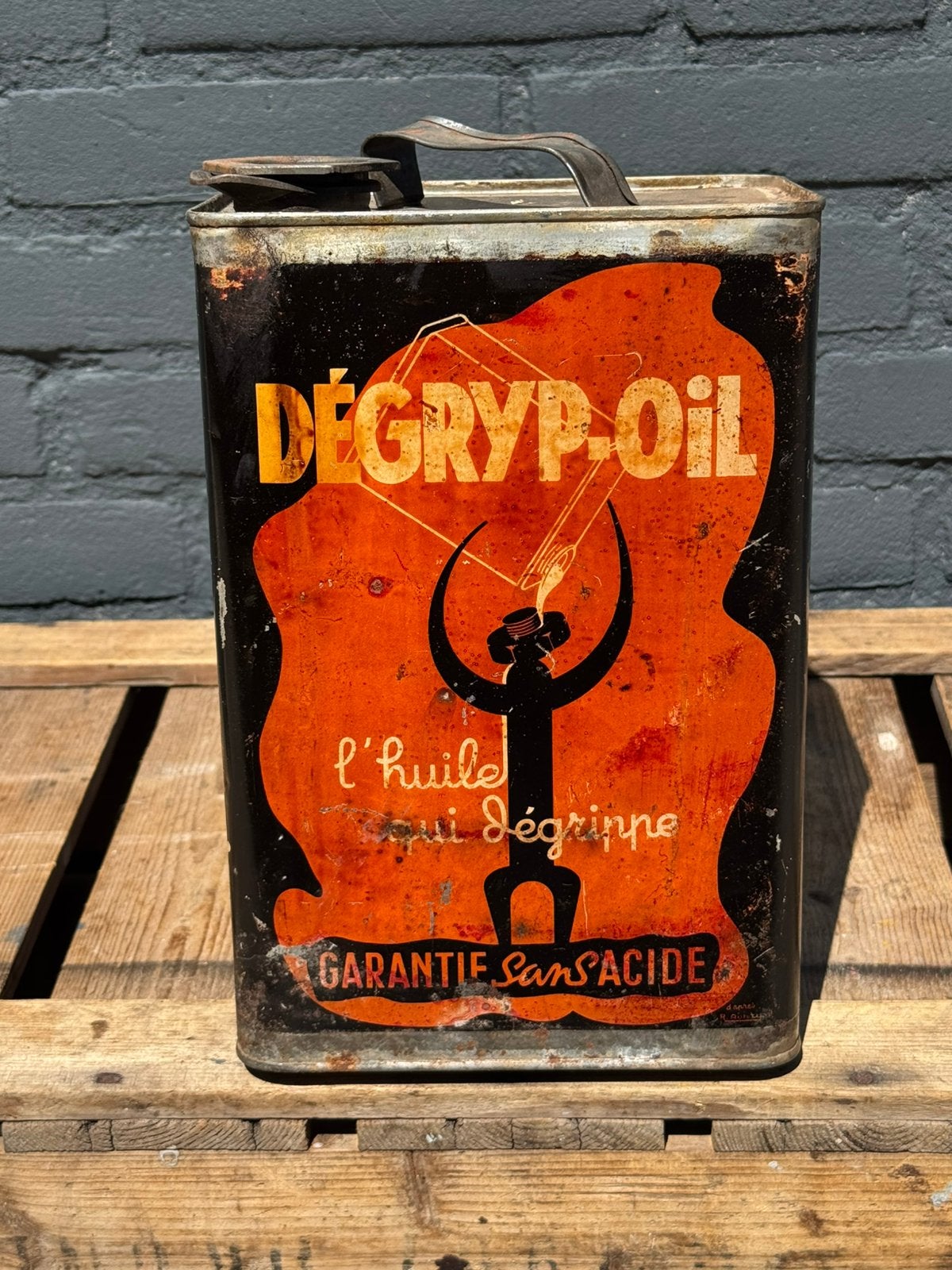 Oud degryp motor olie blik, Ophalen of Verzenden, Zo goed als nieuw