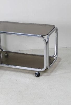Vintage salontafel rookglas chroom, Ophalen of Verzenden