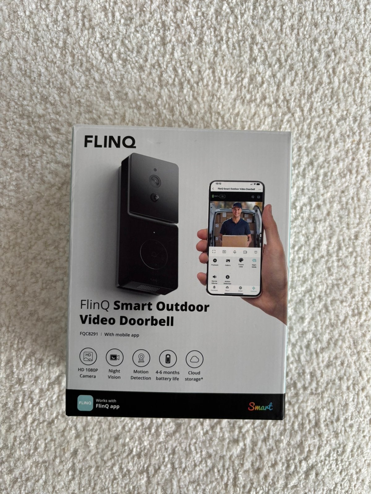 FlinQ smart outdoor video doorbell, Maison & Meubles, Enlèvement ou Envoi, Comme neuf, Sans fil
