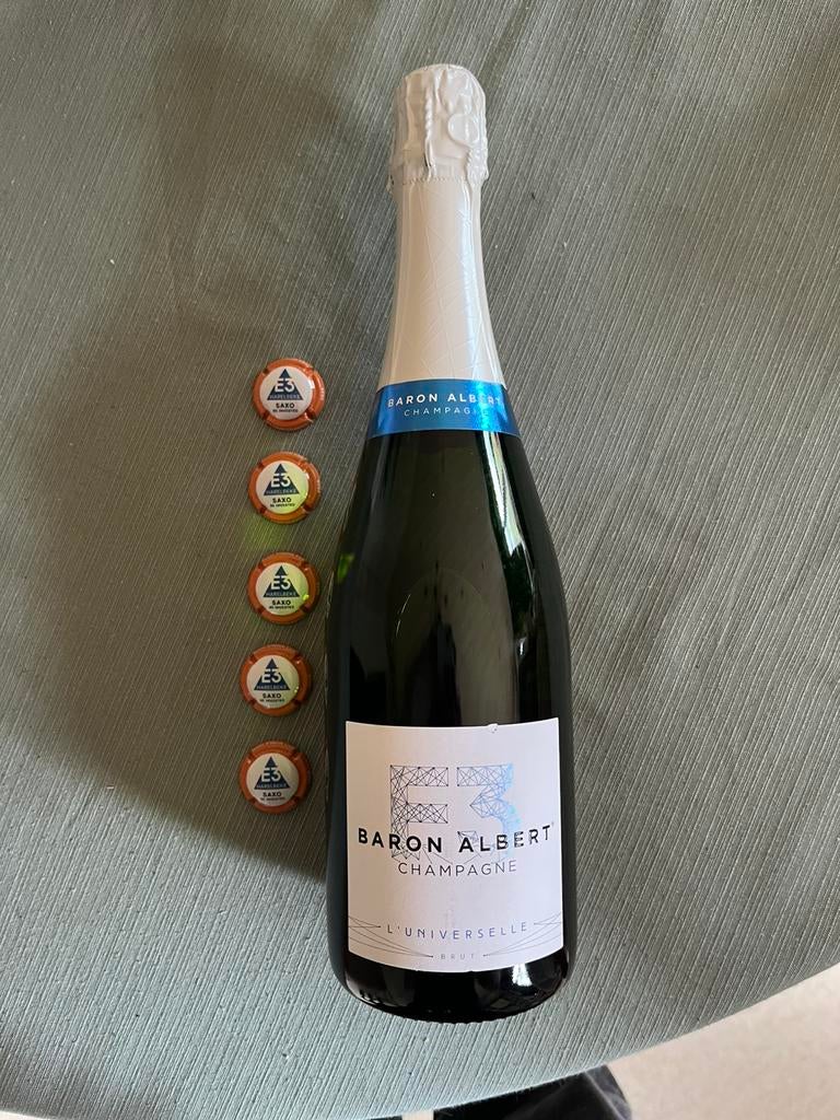 Champagne Baron Albert édition E3 Harelbeke limitée + 5 caps, Enlèvement, Neuf, Champagne
