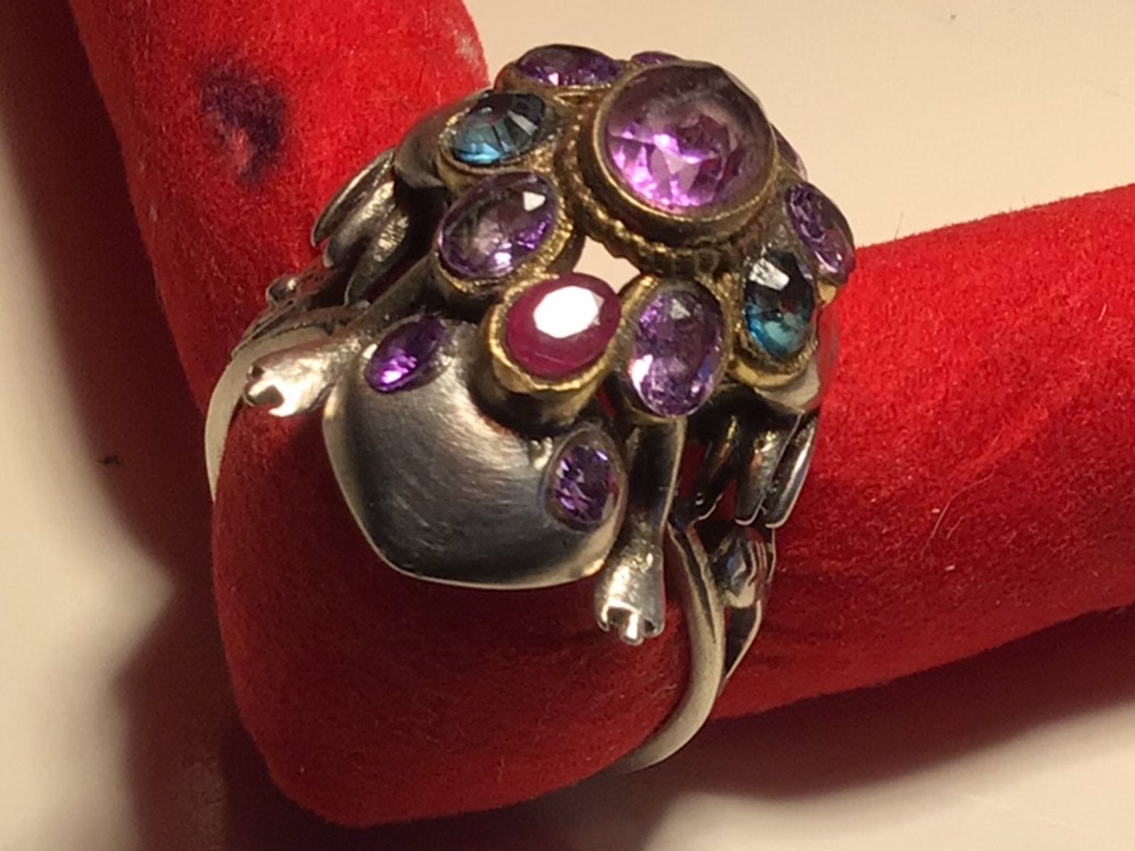 Zilveren stenen ring met afbeelding van kikker maat 56 35€, Ophalen of Verzenden, Zo goed als nieuw, Zilver, Zilver