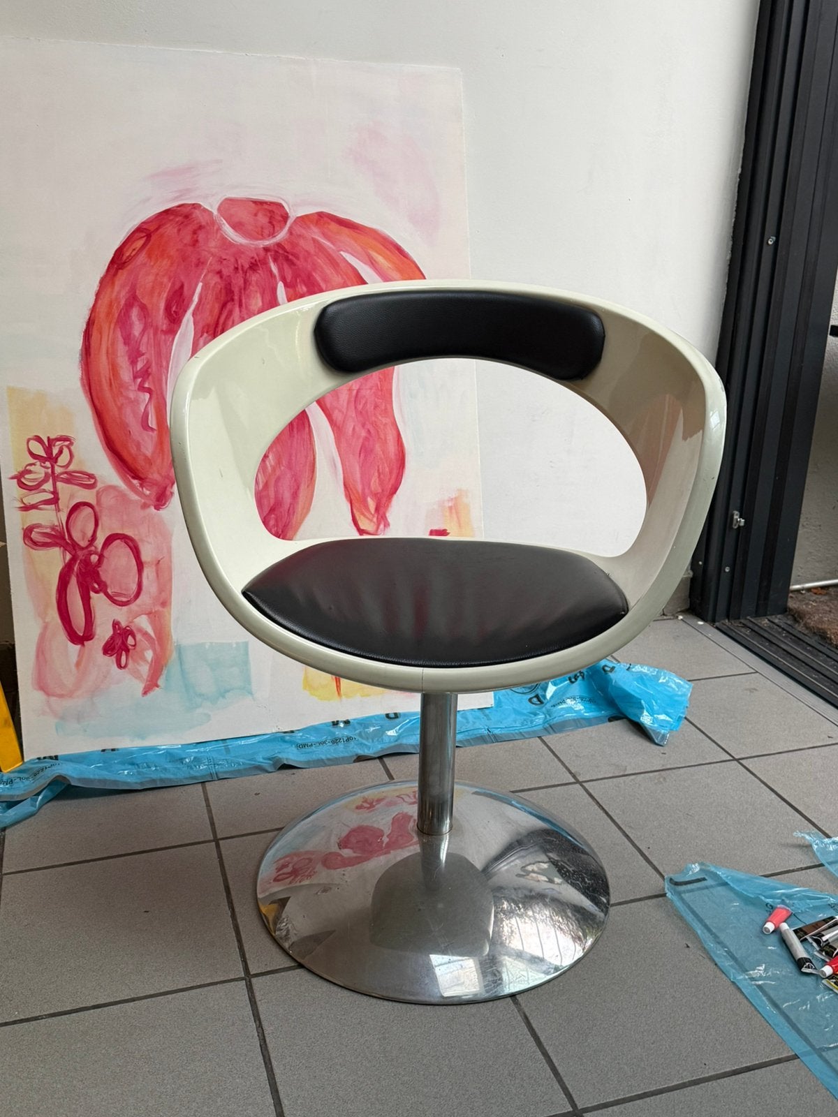 Space age vintage chair, Huis en Inrichting, Gebruikt, Wit, Ophalen of Verzenden, Space age