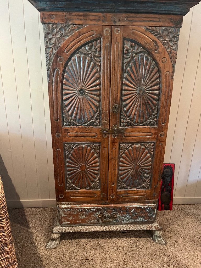 Armoire à tissu indienne - ancienne - teck massif, Enlèvement